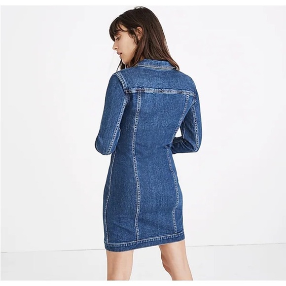 MADEWELL Denim Seamed Button-Front mini Dress long sleeve - Picture 4 of 13
